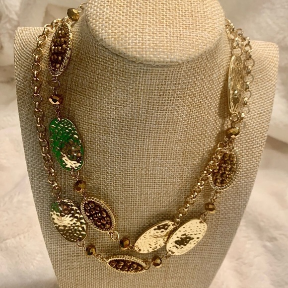 Boho Necklace Long Gold-Tone & Bronze Beaded Perfect Condition Gorgeous! - Picture 8 of 16